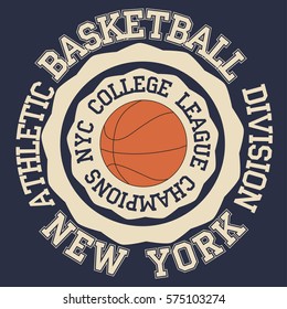 New york Brooklyn sport typography t-shirt  basketbal - vector