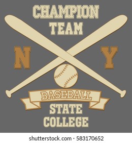 New york Brooklyn sport typography t-shirt baseball champion college team - vector