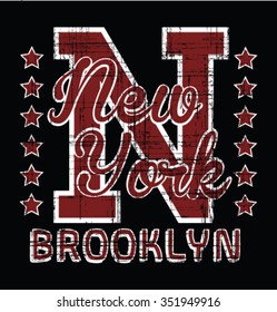 New York  - Brooklyn Sport  vector print and varsity. For t-shirt or other uses in vector.