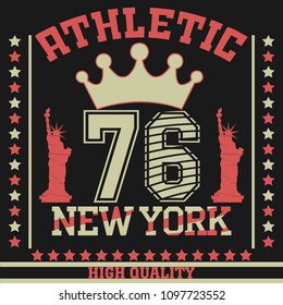 New York Brooklyn Sport wear typography emblem, t-shirt  print, athletic apparel design vector illustration team
