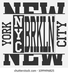 New York Brooklyn Sport wear typography emblem, t-shirt  print, athletic apparel design vector illustration team