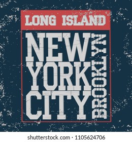 New York Brooklyn Sport wear typography emblem, t-shirt  print, athletic apparel design vector illustration team