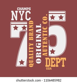 New York Brooklyn Sport wear typography emblem, t-shirt  print, athletic apparel design vector illustration team