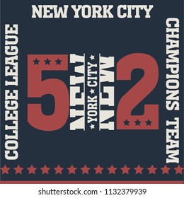 New York Brooklyn Sport wear typography emblem, t-shirt  print, athletic apparel design vector illustration team