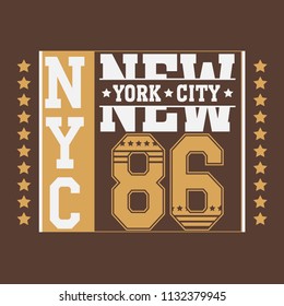 New York Brooklyn Sport wear typography emblem, t-shirt  print, athletic apparel design vector illustration team