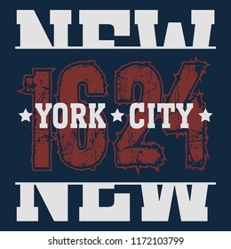 New York Brooklyn Sport wear typography emblem, t-shirt  print, athletic apparel design vector illustration team