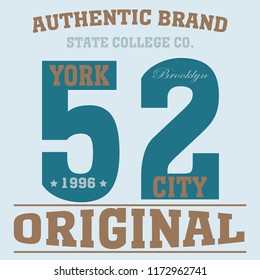 New York Brooklyn Sport wear typography emblem, t-shirt  print, athletic apparel design vector illustration team