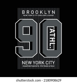 New york brooklyn sport wear typography emblem, t-shirt stamp graphics, tee print, athletic apparel design