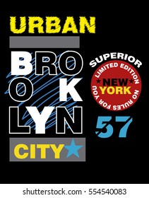 new york brooklyn superior,urban city,t-shirt print poster vector illustration