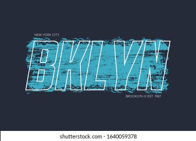 New York, Brooklyn t-shirt design with brush stroke and slogan - Bklyn. Typography graphics for athletic apparel print. Vector illustration.