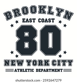 New York, Brooklyn t-shirt design. T-shirt print design in American college style. Vector illustration