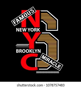 new york brooklyn typographic t shirt mock up design vector