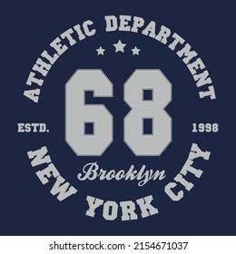 New York, Brooklyn typography. Athletic print for t-shirt design