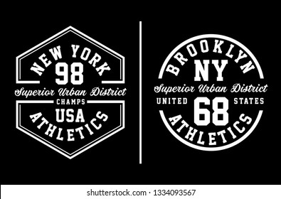 New York Brooklyn typography design with a background of black color, set for t-shirt print and other uses. vector image