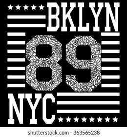 New york Brooklyn typography fashion, t-shirt graphics. Vector illustration