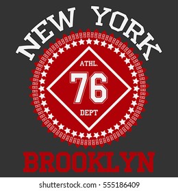 New york Brooklyn typography fashion, t-shirt graphics. Vector illustration