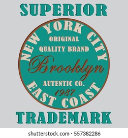 New york Brooklyn typography fashion, t-shirt graphics. Vector illustration