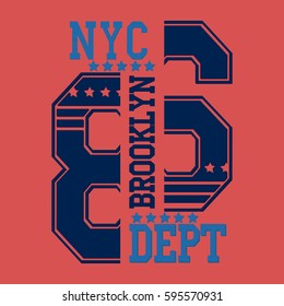 New york Brooklyn typography fashion, t-shirt graphics - vector