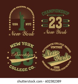 New york Brooklyn typography fashion, t-shirt graphics set - vector