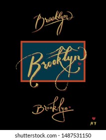 New York Brooklyn typography. Retro vintage typography t-shirt, poster, lettering, calligraphy, printing design. 