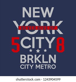 new york brooklyn typography t shirt