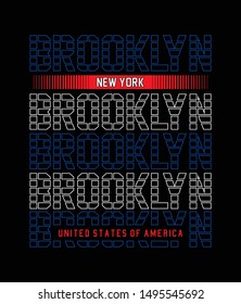 New York, Brooklyn, typography t shirt graphic , vector illustration, artistic concept design


