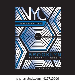 New York Brooklyn typography, tee shirt graphics, vectors, pattern
