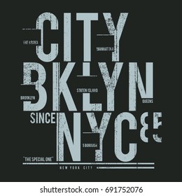 New York Brooklyn typography, tee shirt graphics, vectors