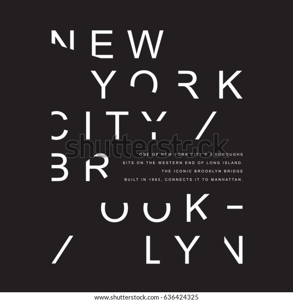New York Brooklyn Typography Tee Shirt Stock Vector (Royalty Free ...