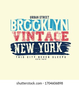 New York, Brooklyn typography thema and brush effect. Vector