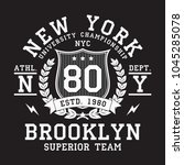 New York, Brooklyn typography for t-shirt. Original design of athletic apparel. Graphic for sport tee shirt. Clothes print. Vector illustration.