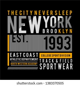 New York, Brooklyn typography for t-shirt print. Vintage badge for t shirt print. Varsity style