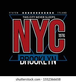 New York, Brooklyn typography. T-shirt graphics Vector