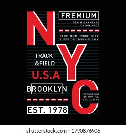 New York, Brooklyn typography for t-shirt print. Vintage badge for t shirt print. Varsity style