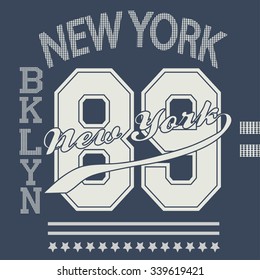 New york Brooklyn typography, t-shirt graphics - Vector