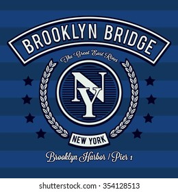 New York Brooklyn typography, t-shirt graphics, vectors