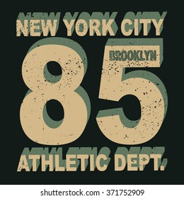 New York Brooklyn typography, t-shirt graphics - vector