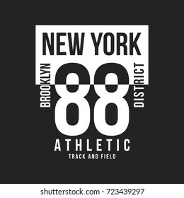 New York, Brooklyn typography for t-shirt print. Sports, athletic t-shirt graphics. Vector