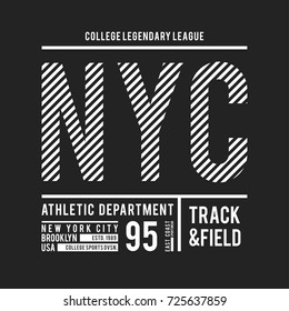 New York, Brooklyn typography for t-shirt print. Athletic patch for tee graphic. T-shirt design. Vector