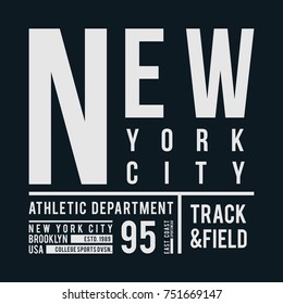 New York, Brooklyn typography for t-shirt print. Vintage badge for t shirt print. Varsity style. Vector