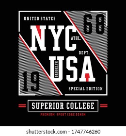 New York Brooklyn USA style typography design for t-shirt print and other uses. Vector image design