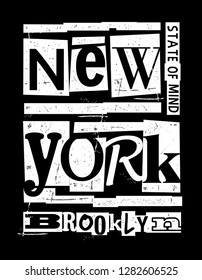 New York, Brooklyn vector graphic, for t-shirt prints and other uses.