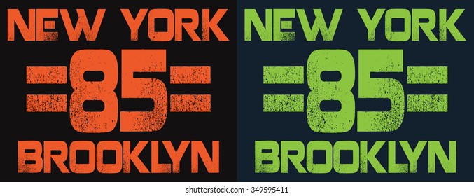 New York  - Brooklyn  vector print. For t-shirt or other uses in vector.