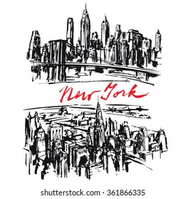 new york brush drawing