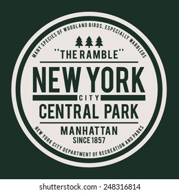 New York center park typography, t-shirt graphics, vectors, nature