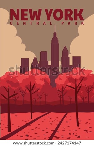 New York Central Park Poster. Travel vintage postcard