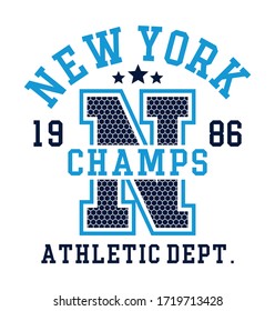 new york. chams. athletic dept., graphic tees vector illustration design and other uses