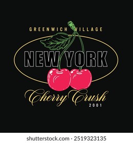 New York Cherries Text Vector Graphic