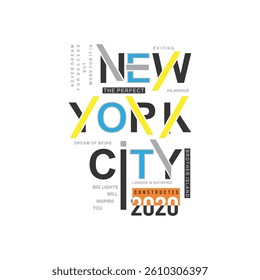 NEW YORK CITY 2020 THE PERFECT EXITING - MODERN AND STYLISH TYPOGRAPHY DESIGN, VECTOR PRINT T-SHIRT, GRAPHIC VECTOR DESIGN, URBAN STYLE, STREET WEAR FASHION ILLUSTRATION, 