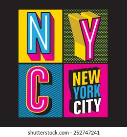 New York City 3d  typography, t-shirt graphics, vectors, girl 